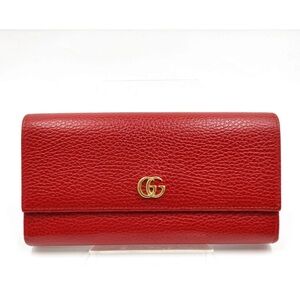 Gucci Red Leather Wallet with Gold Logo